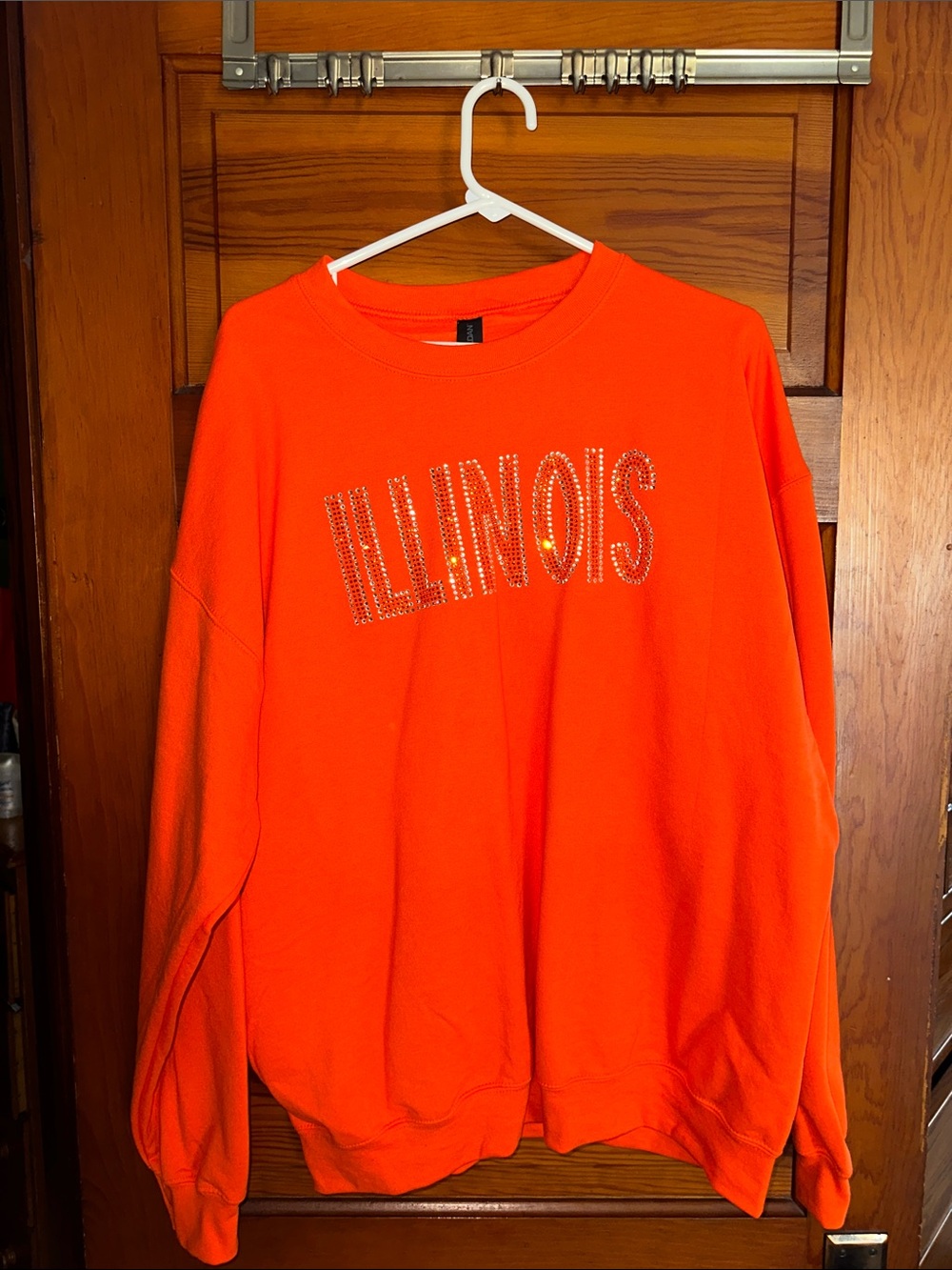 Illinois Embellished Orange Crewneck Sweatshirt - women